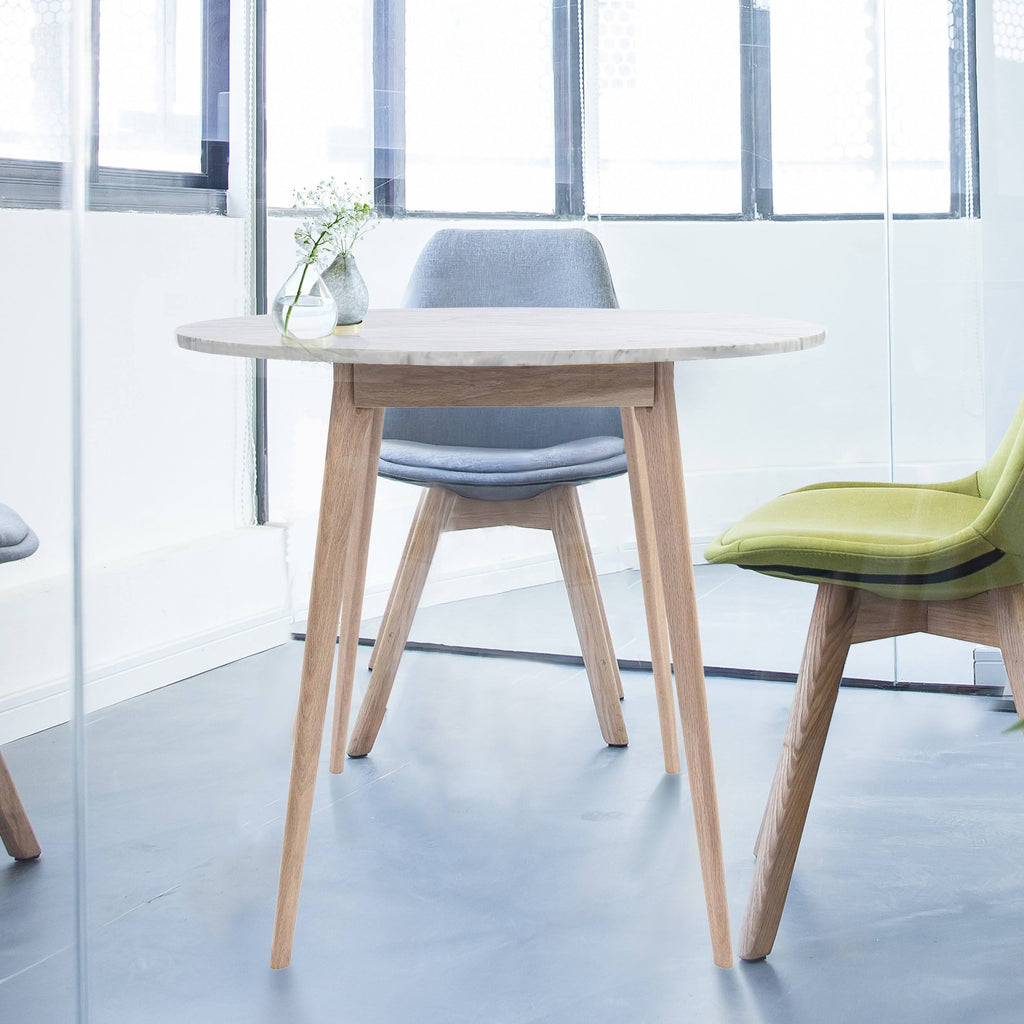 Round Italian Carrara White Marble Dining Table with Legs M372
