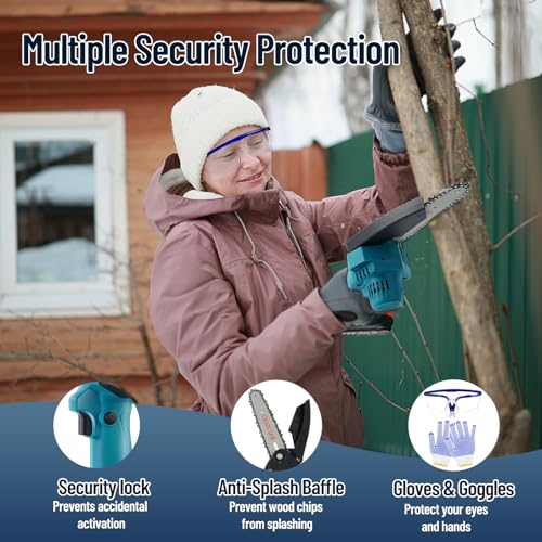 6 Inch Cordless Electric Chainsaw with 2 pcs 2AH Batteries & 3 Replace Chains H44058