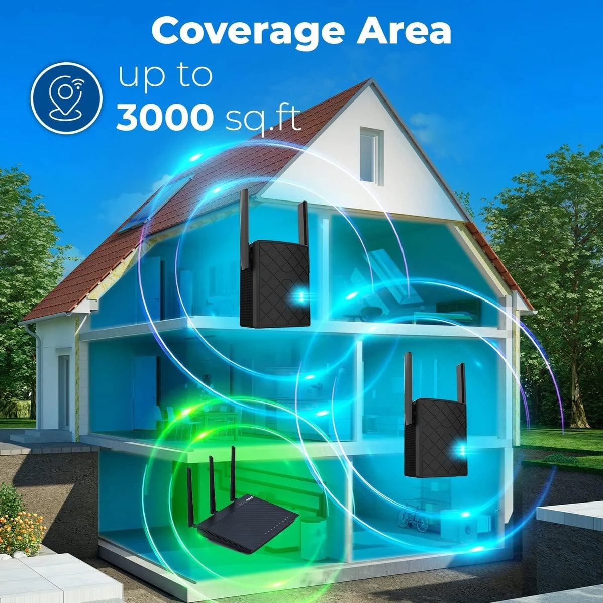 WiFi Extender 1200 Mbps Dual Band Access Point WPS Wired LAN Ethernet Outdoor Wireless Repeater I442