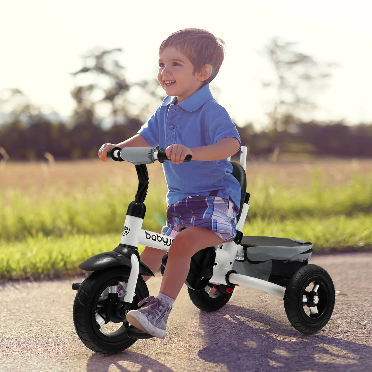 Folding Toddler Tricycle with Reversible Seat and Adjustable Canopy H7046
