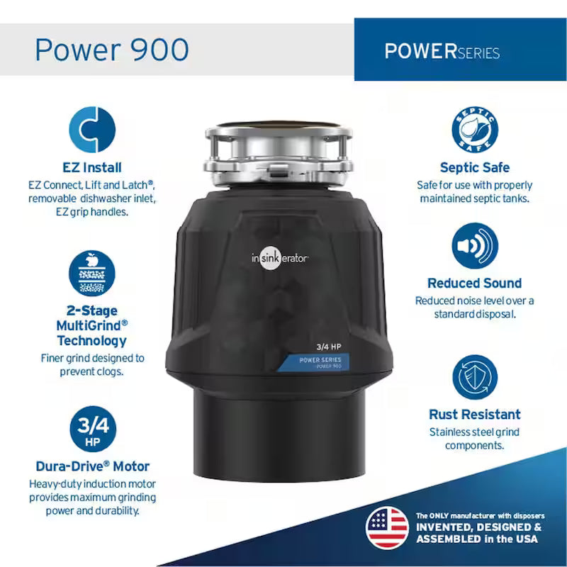 3/4 HP Continuous Feed Garbage Disposal with Power Cord M448
