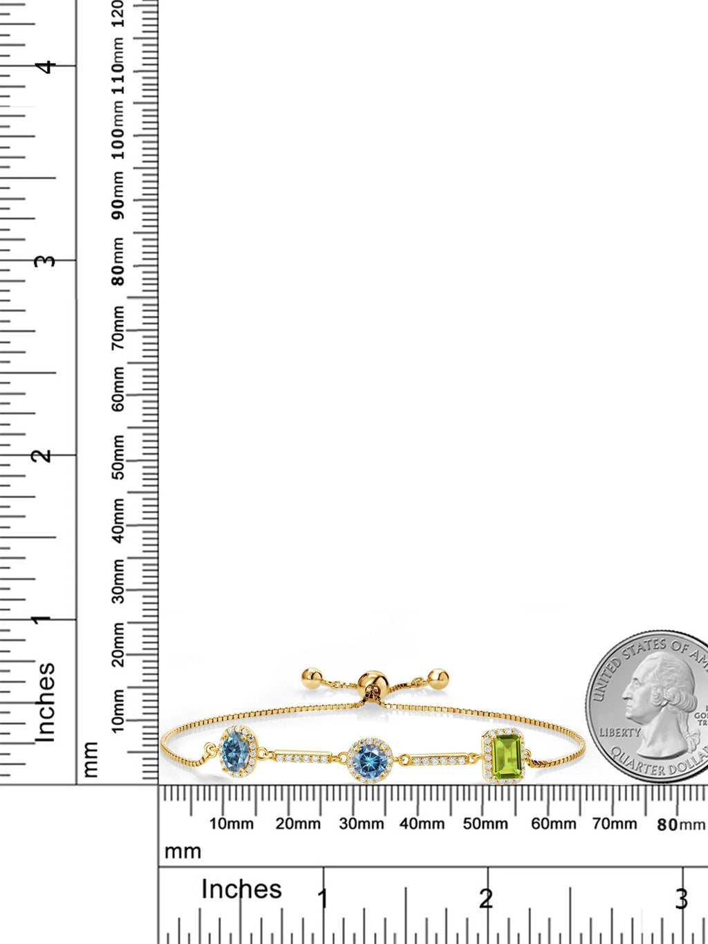 18K Yellow Gold Plated Silver Bracelet Persian Blue Moissanite (1.55 Cttw) G60006