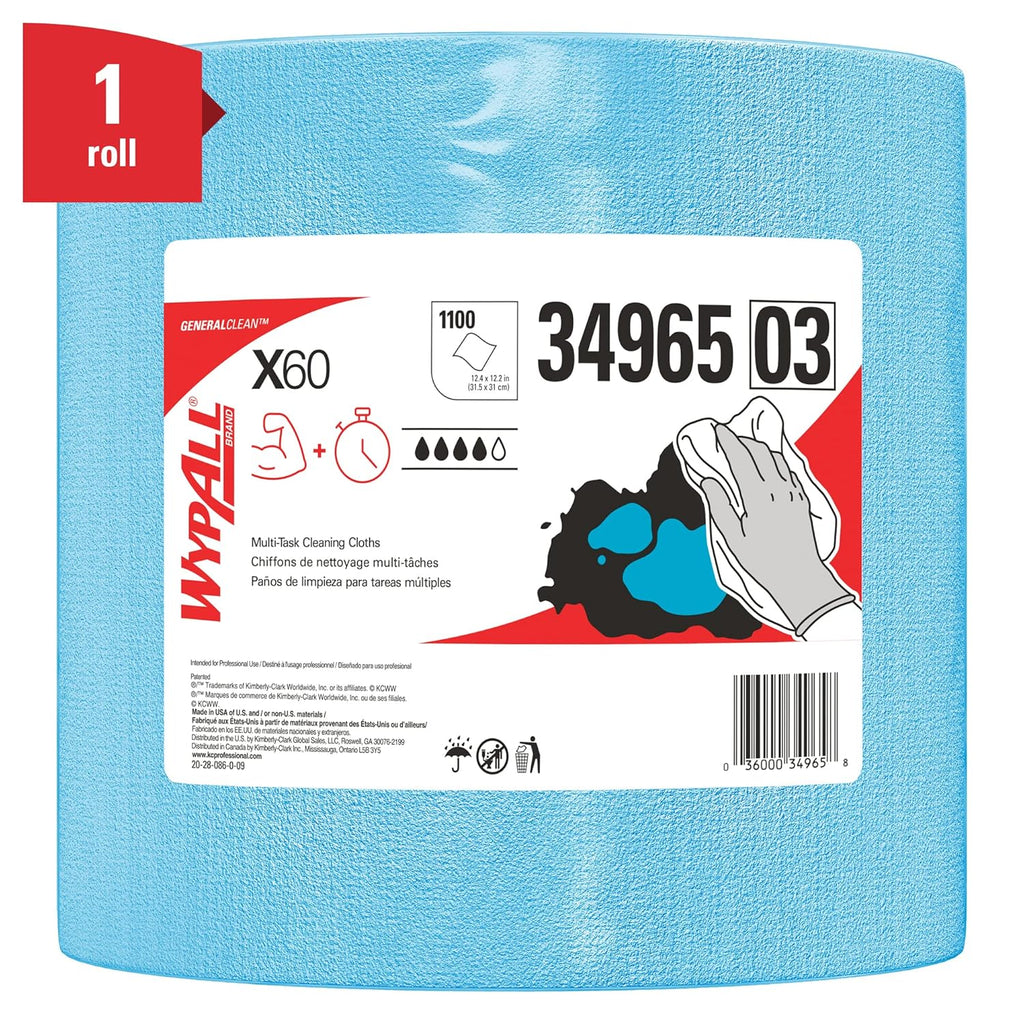 Blue Jumbo Roll Multi-Task Cleaning Cloths, 1,100 Sheets / Roll, 1 Roll / Case W3425
