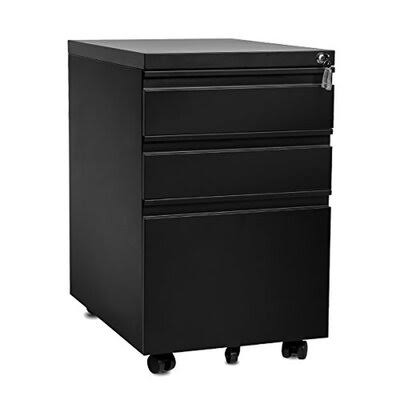 Black 3-Drawer Mobile Vertical Filing Cabinet R973710