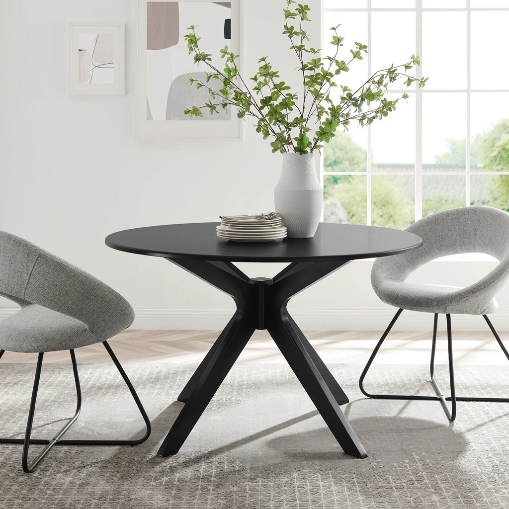 Black Round Wood Dining Table N863