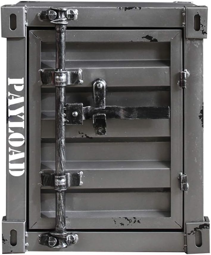 Red Wrought Iron Bedside Table with Lock V268199