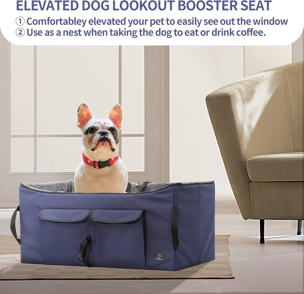 Deep Blue Pet Car Booster Seat with 2 Safety Leashes A3000
