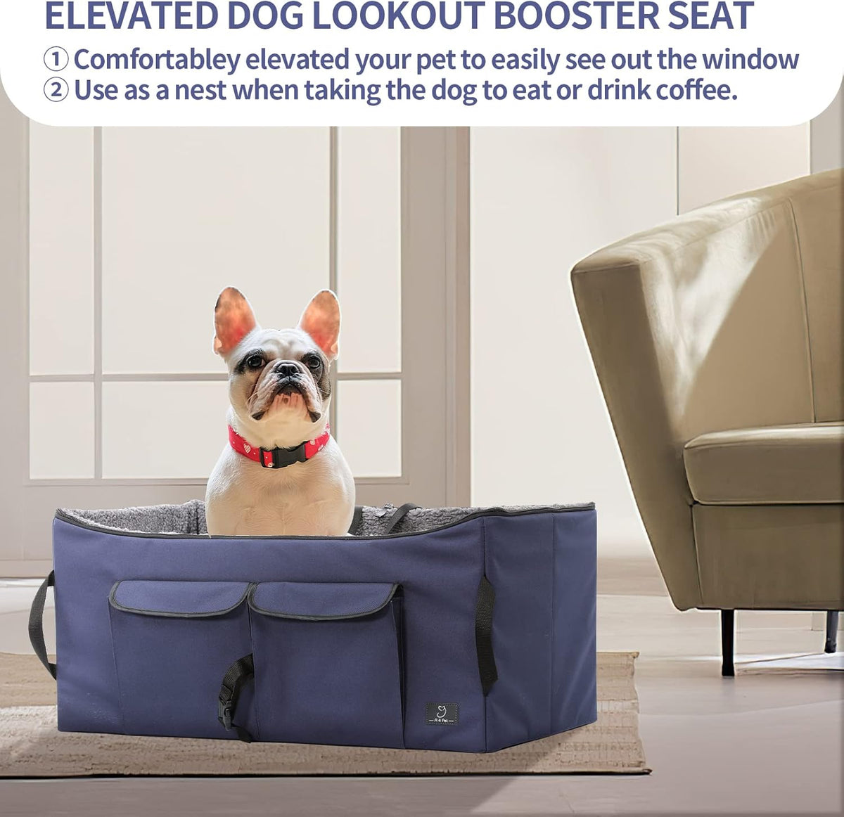 Deep Blue Pet Car Booster Seat with 2 Safety Leashes A3000