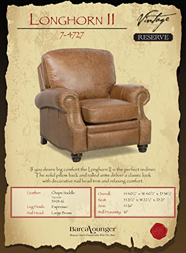 Antique Dark Sanded Bomber Top Grain Leather Recliner Chair with Espresso Wood Legs X5526