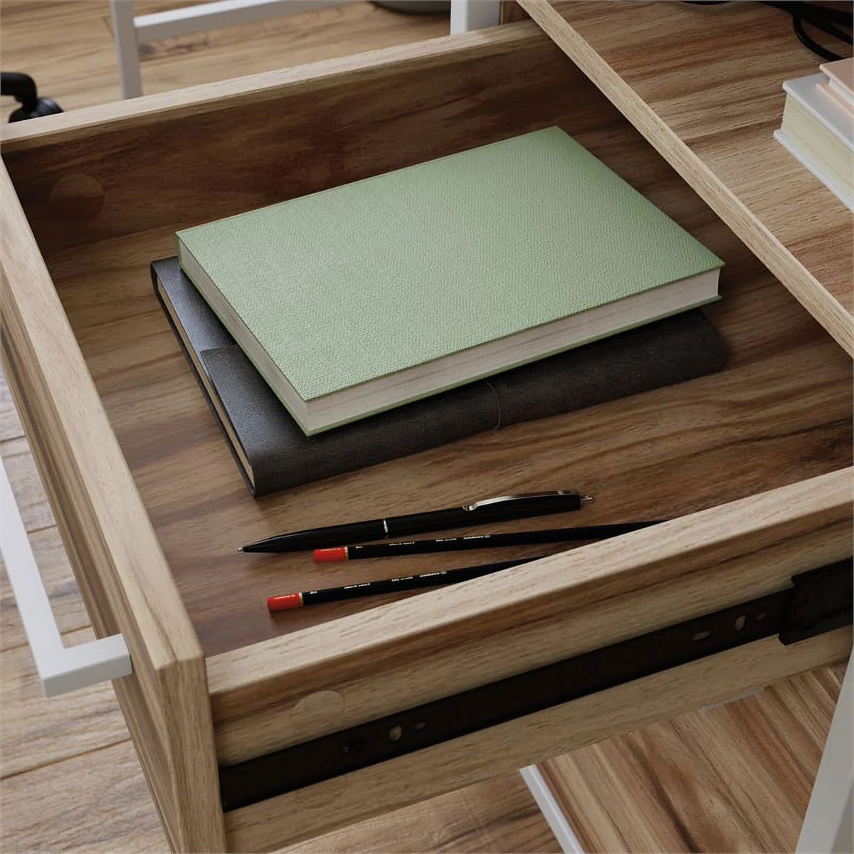 Kiln Acacia Brown Engineered Wood Metal Desk X3508