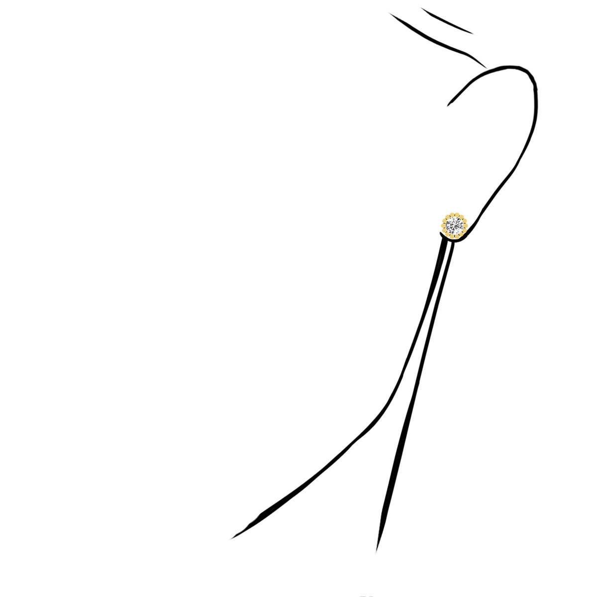 14K Gold Flower Stud Earrings K712036