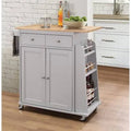 Gray Kitchen Cart with Solid Wood Top Q96528