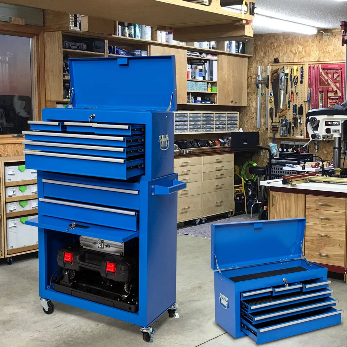 8 Drawer Black Tool Chest with Wheels S12854
