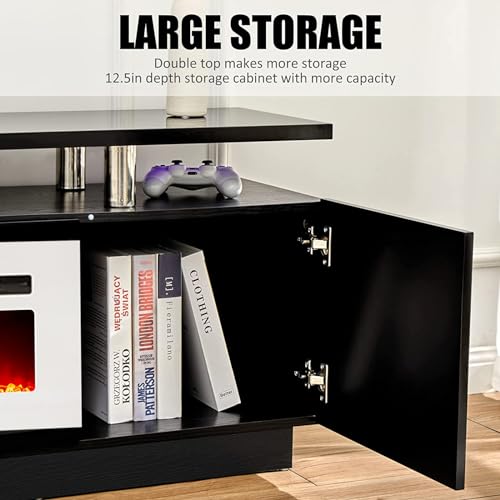 Black & White 80" Fireplace TV Stand V53443
