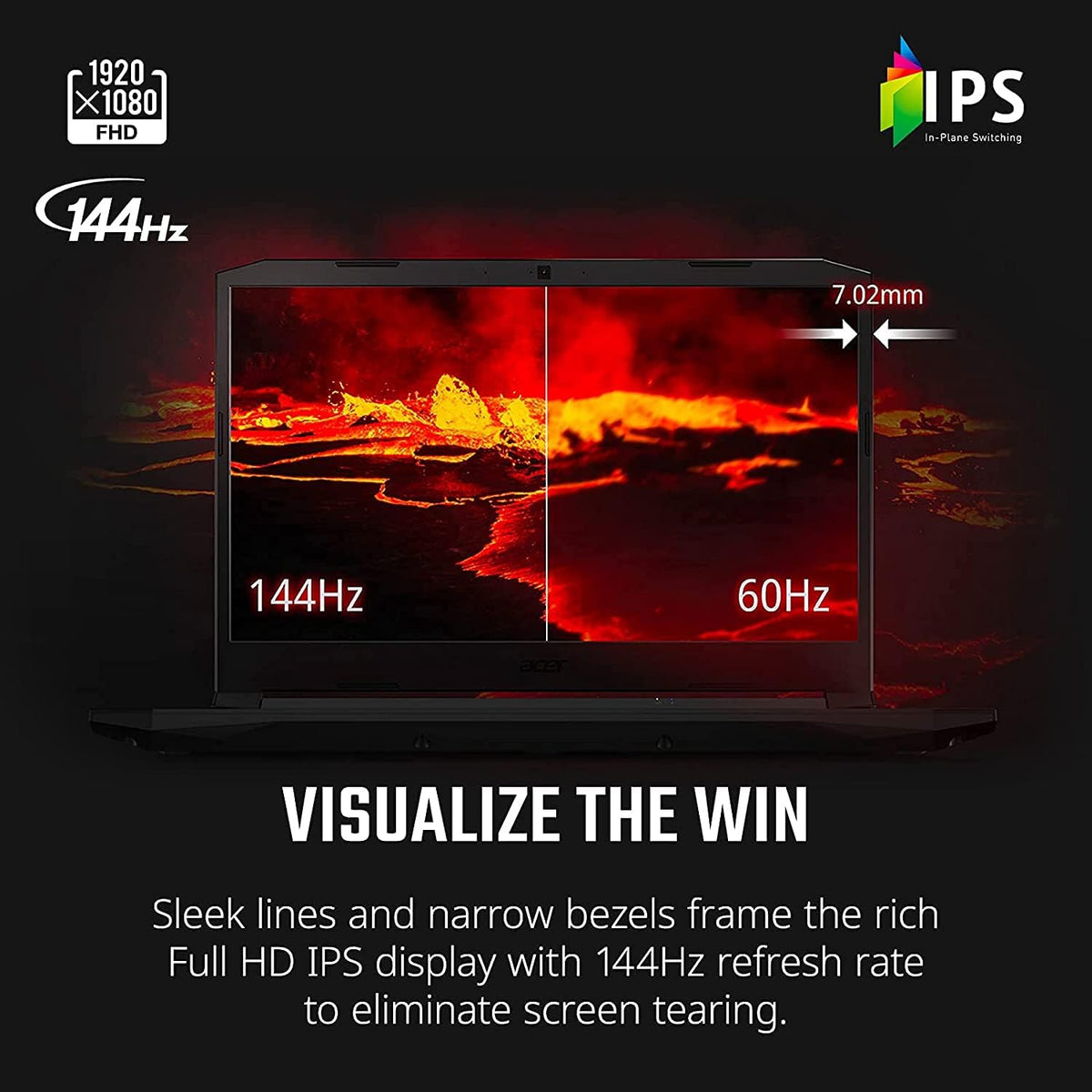 Nitro 5 Gaming Laptop 15.6" FHD 144Hz IPS Intel Core i5 NVIDIA GeForce RTX 3050 8GB DDR4 512GB NVMe SSD Backlit Keyboard P512