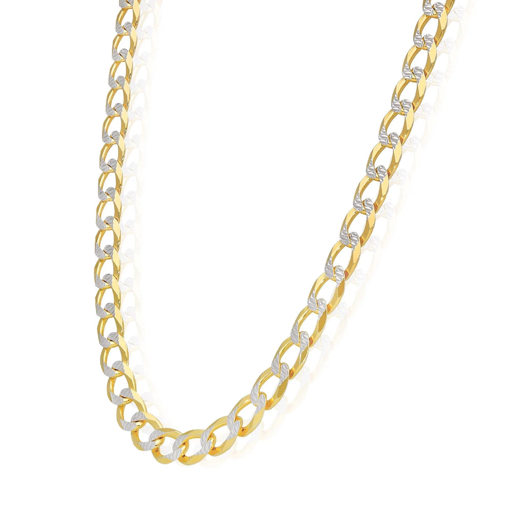 18K Gold Over Silver Diamond-Cut Cuban Chain Necklace 20"-26" N543