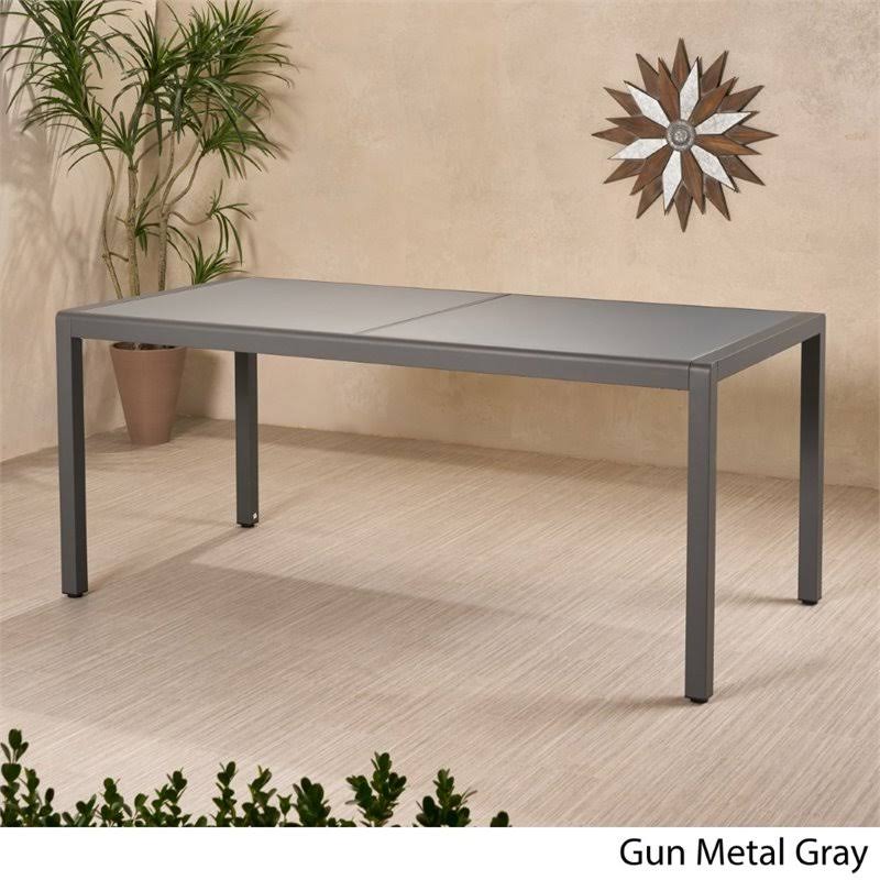 Outdoor Tempered Glass Top Aluminum Dining Table in Gray K57743
