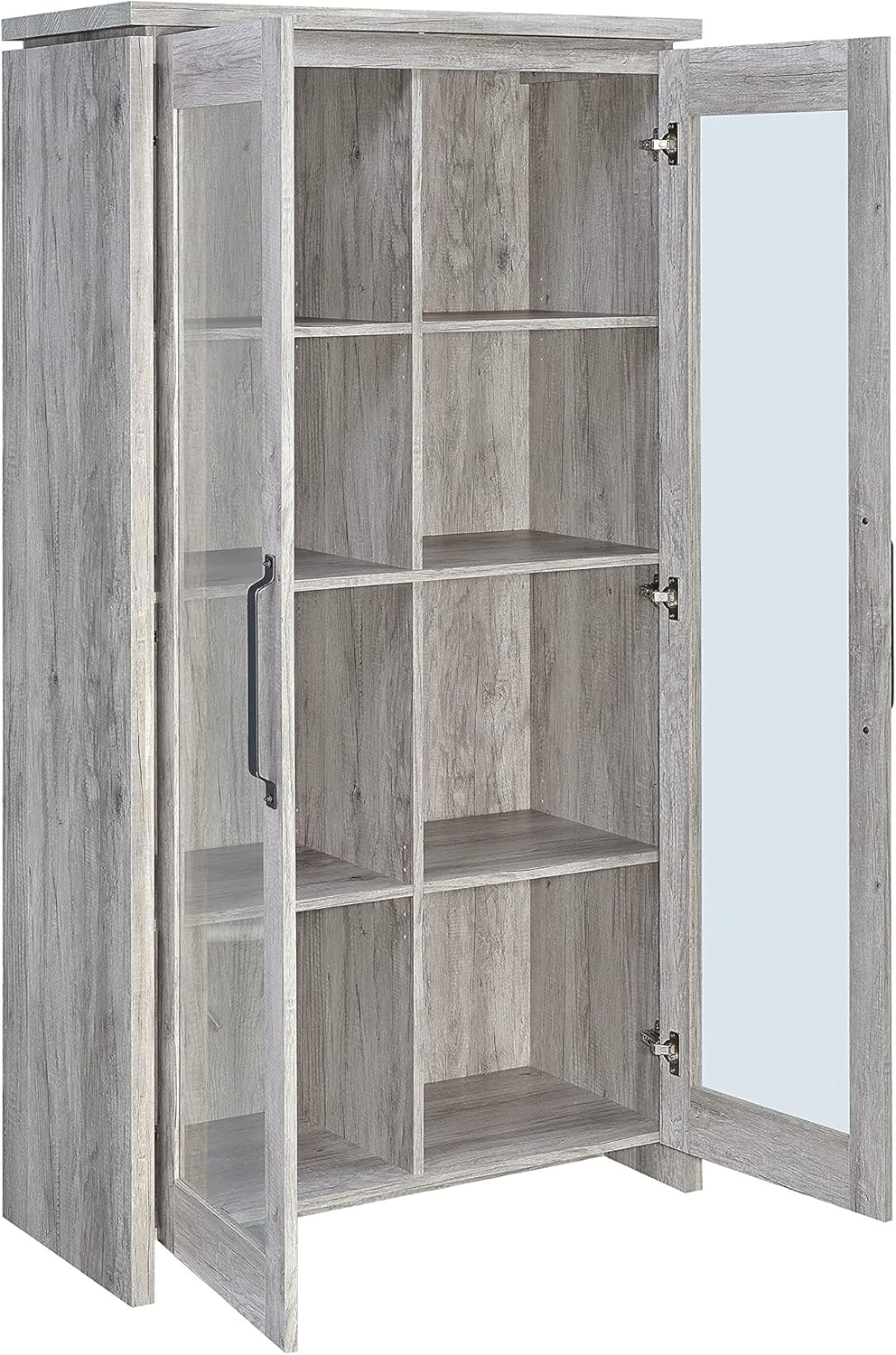 2-door Curio Cabinet Grey Driftwood and Clear T713