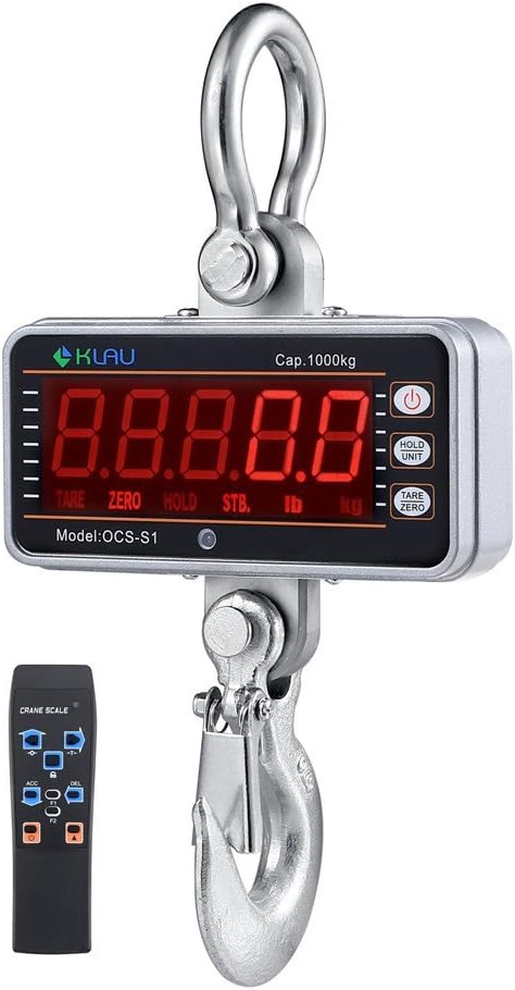Industrial Hanging Crane Scale 1 Ton 2000 lb LCD Display with Backlight Silver I833234