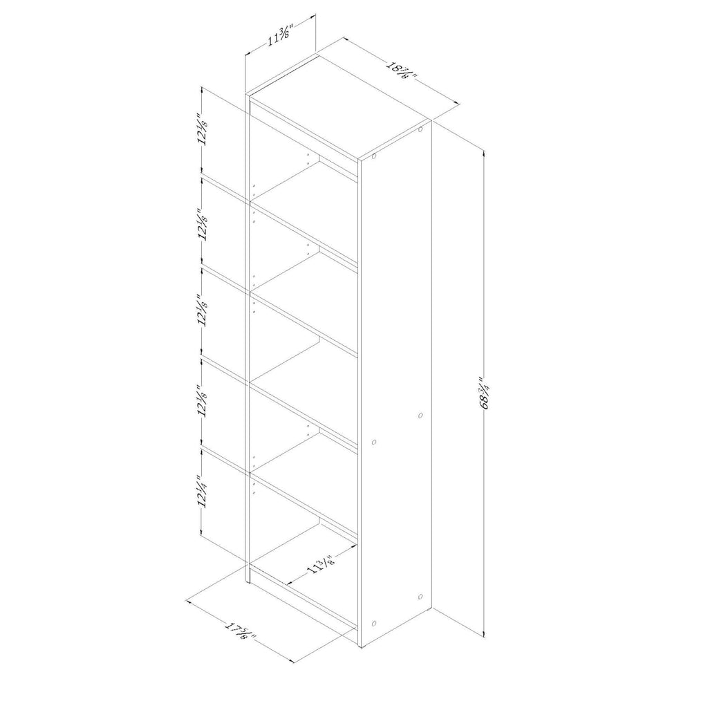 5-Shelf Narrow Bookcase H726