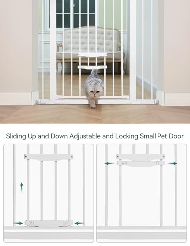 Black Extra Wide Metal Baby Gate with Cat Door I363