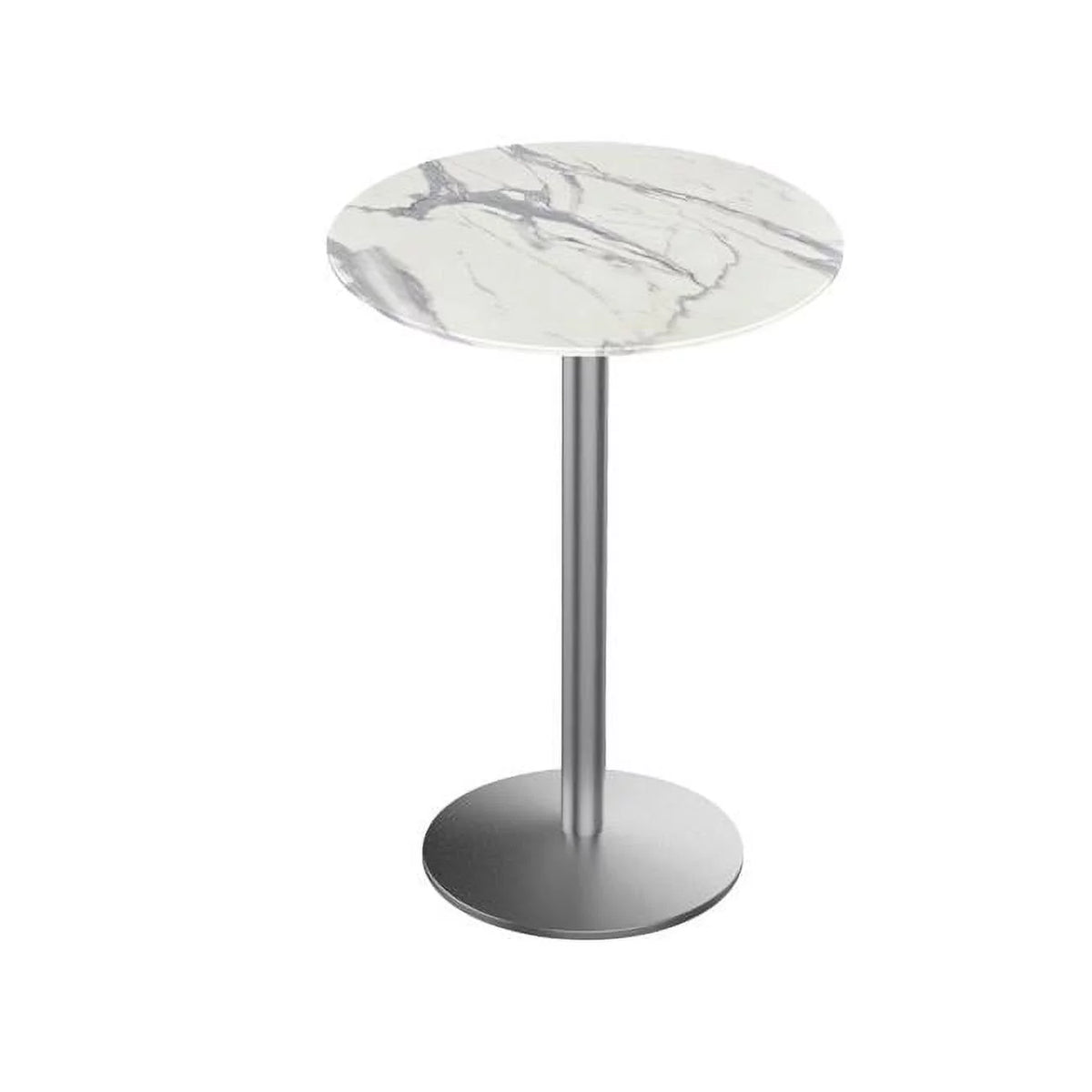 42 in. Tall Indoor & Outdoor All-Season Table with 32 in. Dia. White Marble Top D6694