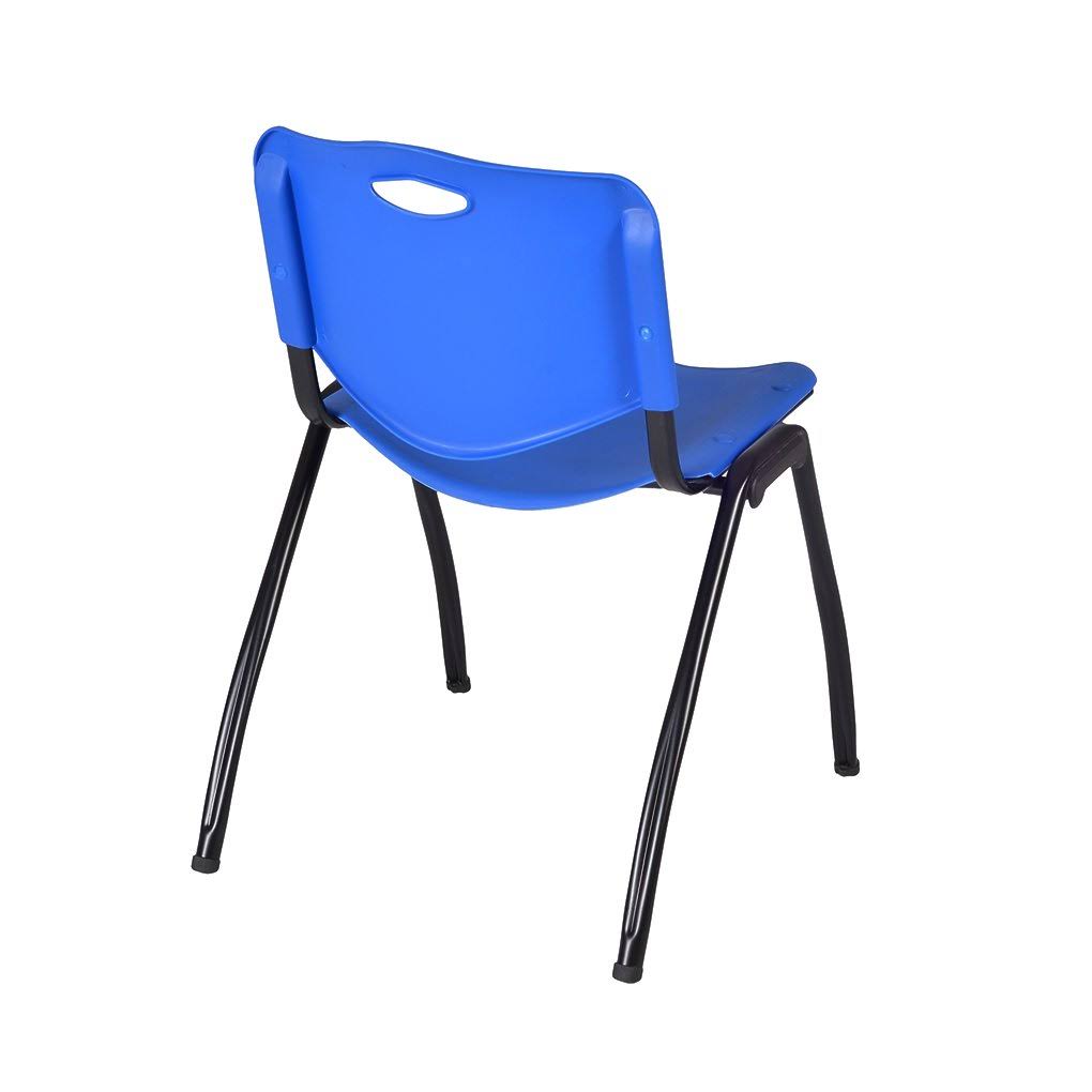 Maple Training Table with 2 Blue Stack Chairs E8836