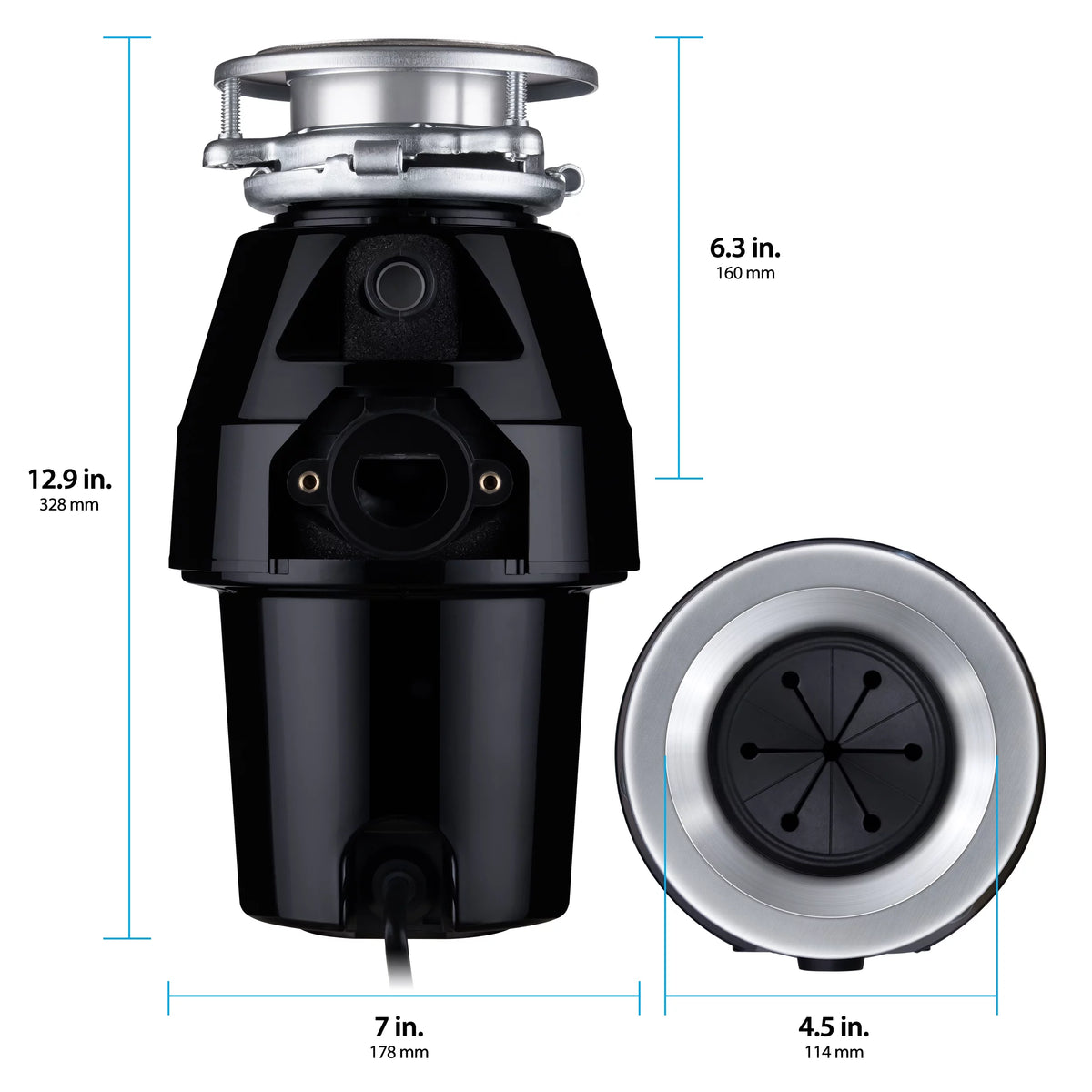 1/2 HP Garbage Disposal with Brushed Nickel Sink Flange I94428