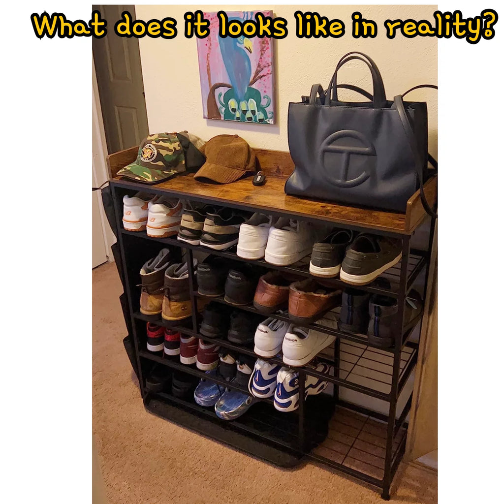 Black 6 Tier Metal Shoe Rack S837670