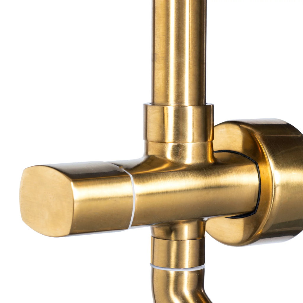 Brushed Gold 8" Rain Showerhead 5-Function Hand Shower Shower System U182439