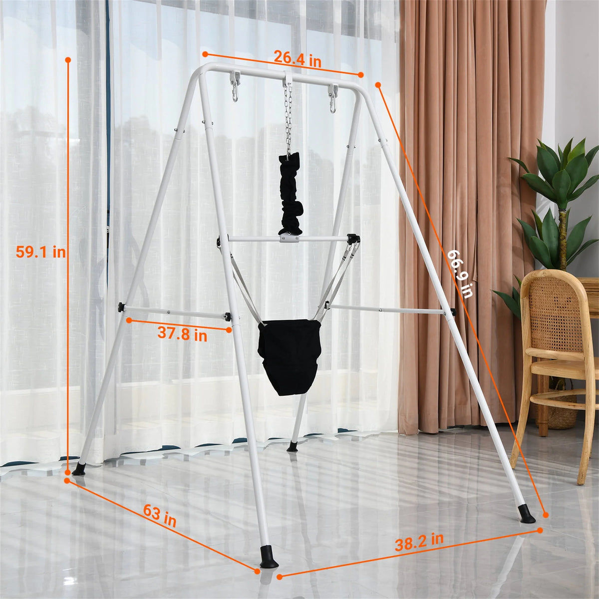 2 in 1 Toddler Metal Swing Set and Baby Jumper with Stand A69685