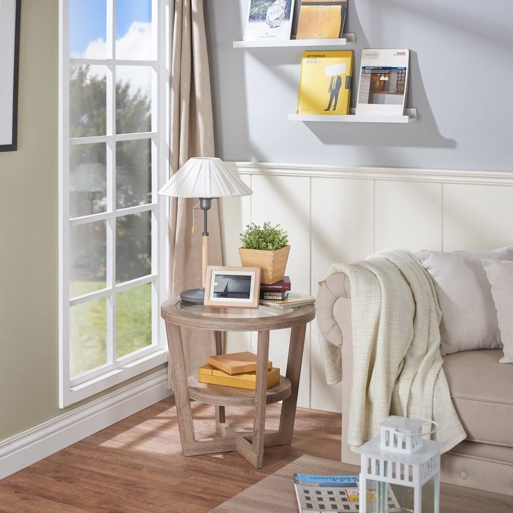 Light Oak Tempered Glass End Table X188