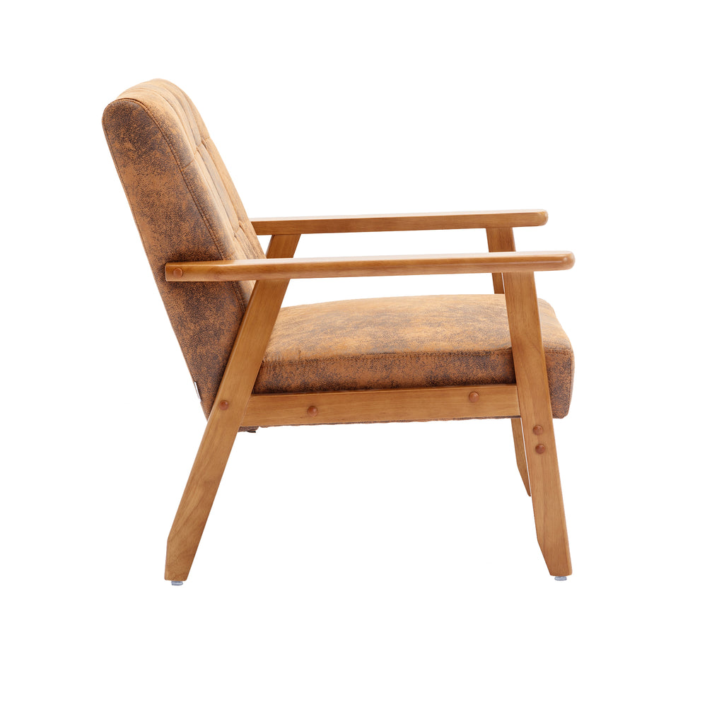 Accent Chairs Set of 2 with Side Table, Wood and Fabric Armchairs D63268