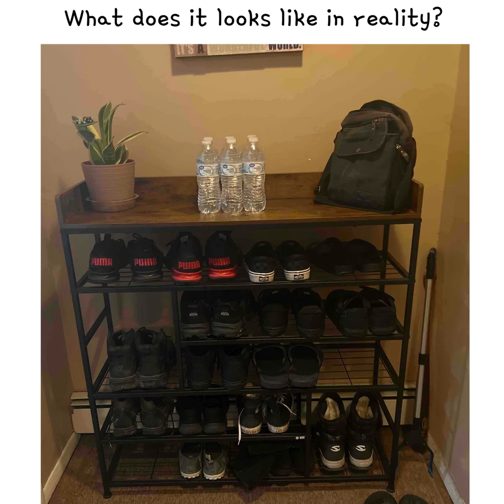 Black 6 Tier Metal Shoe Rack S837670