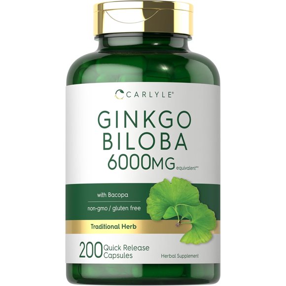 Ginkgo Biloba Capsules 6000mg 200 Count Supplement R60236