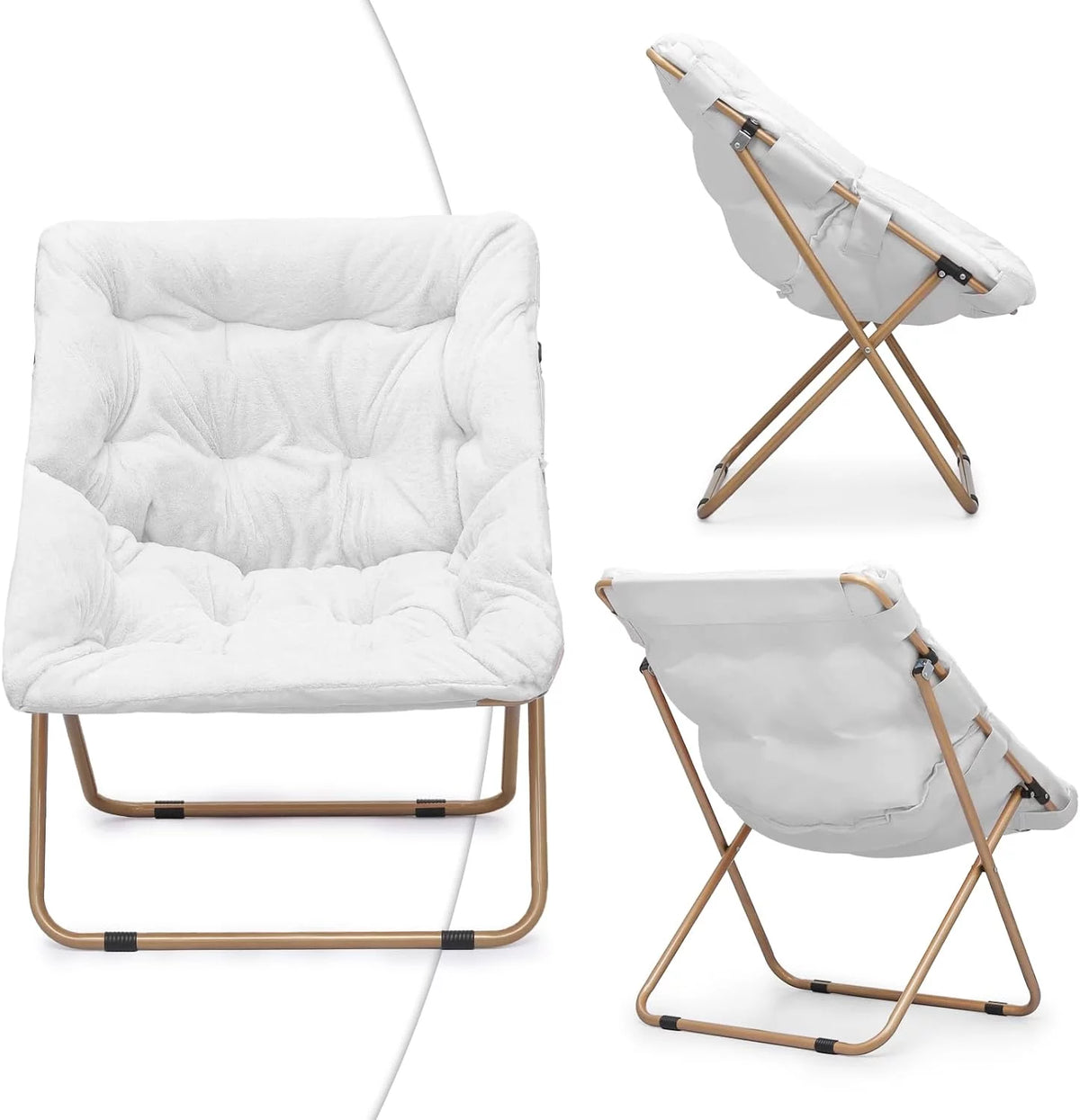 Oversized Foldable Moon Saucer Chair Set Of 2 White V340539