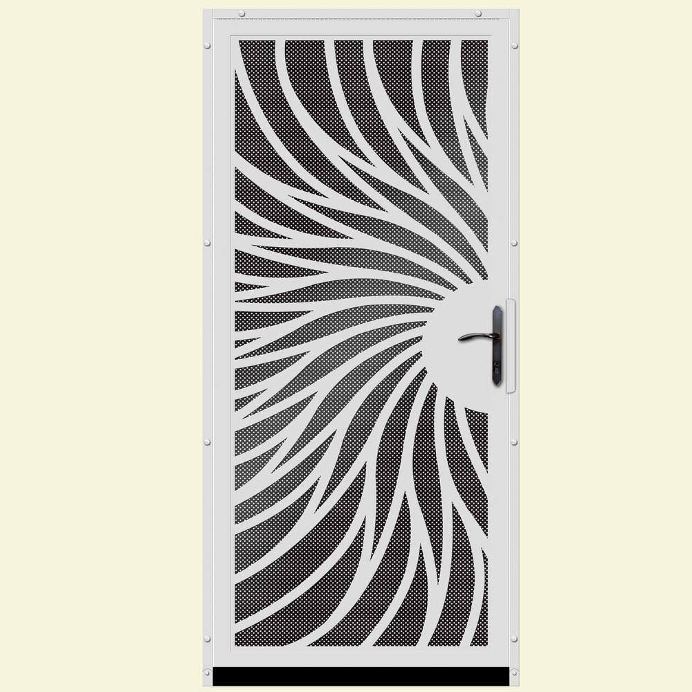 36 in. x 80 in. White Steel Security Door with Black Perforated Screen U30461