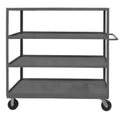 14 Gauge Tubular Push Handled Rolling Service Cart with 4 Shelves Gray H236