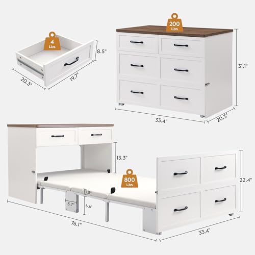 Twin Size Murphy Bed with Mattress Included F818607