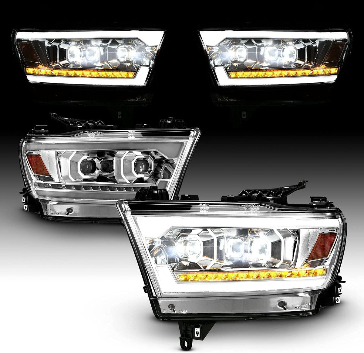 Chrome Projector Headlight Set for Dodge Ram 1500 Pickup J398887