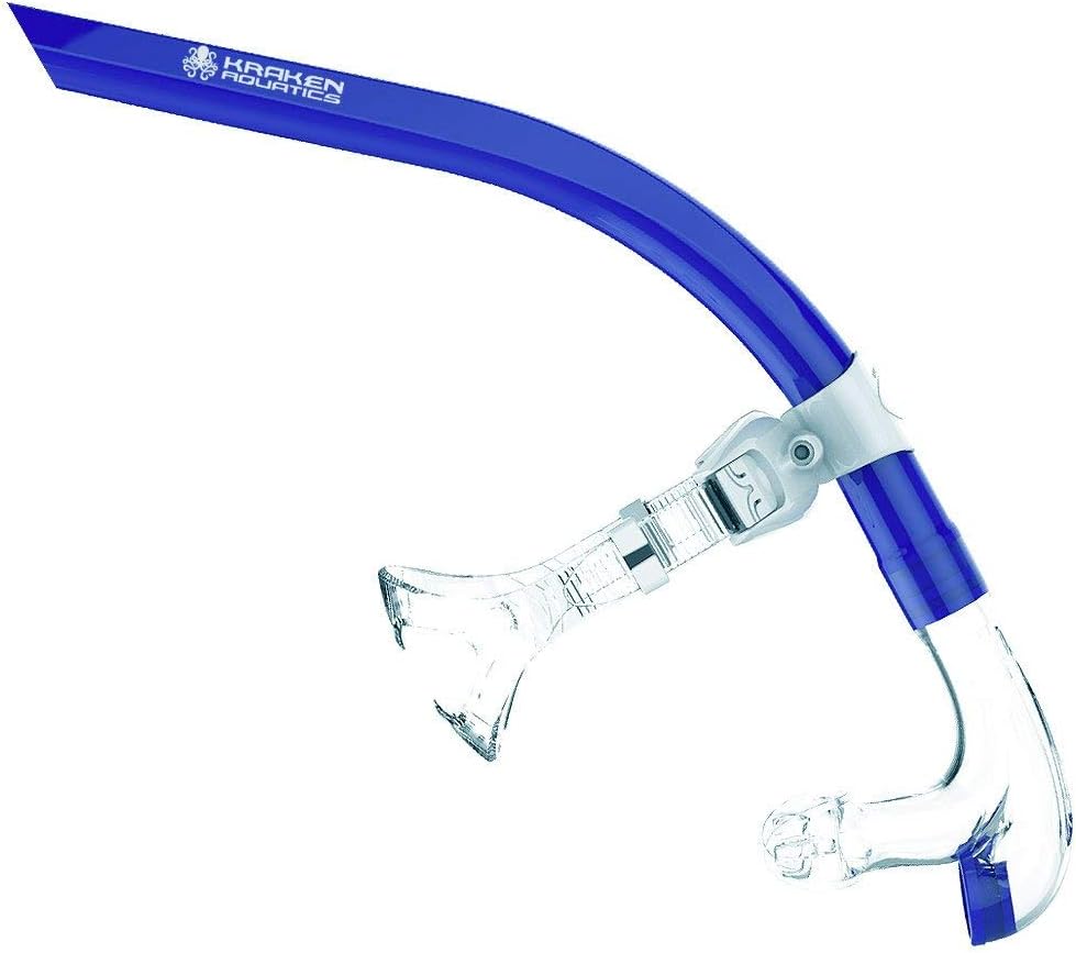 Blue Center Mount Snorkel with Silicone Mouthpiece and One-Way Purge Valve C30816