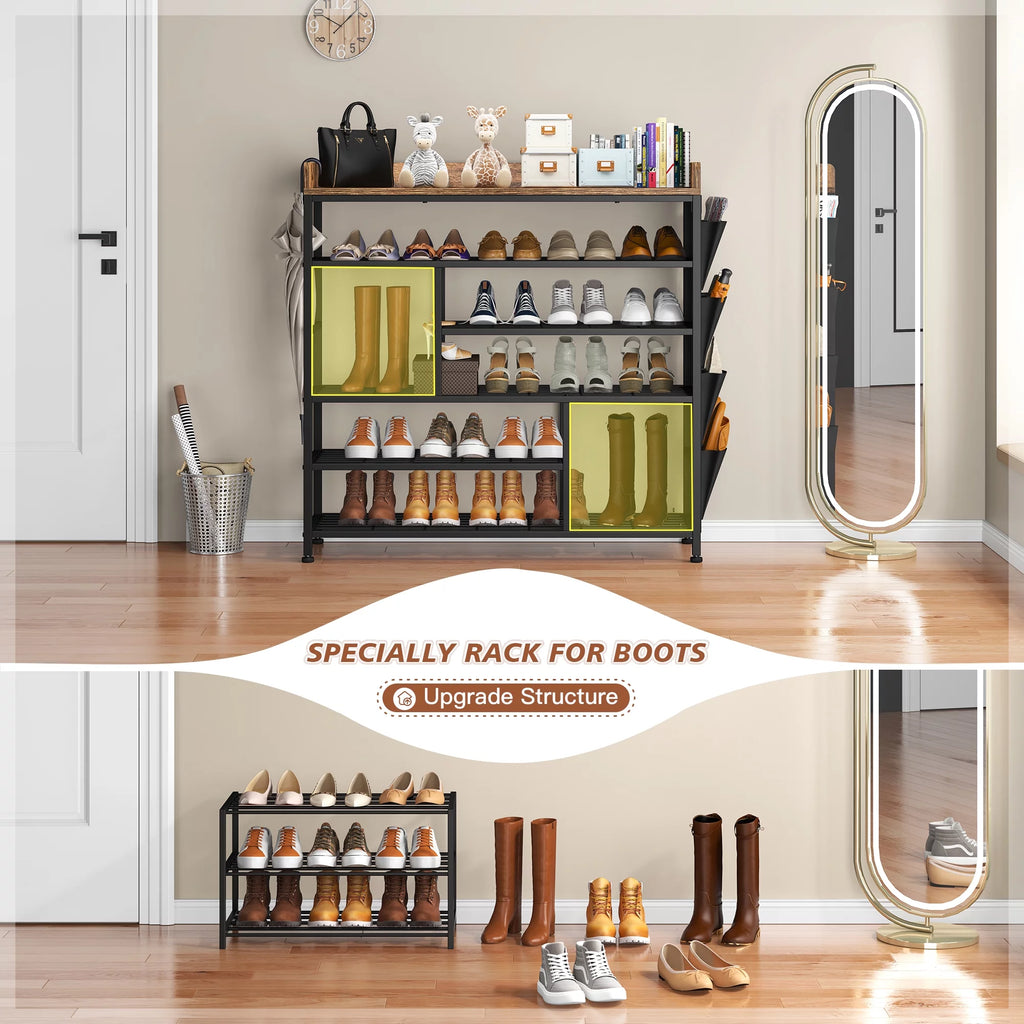 Black 6 Tier Metal Shoe Rack S837670