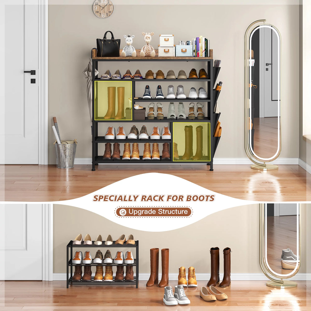 Black 6 Tier Metal Shoe Rack S837670