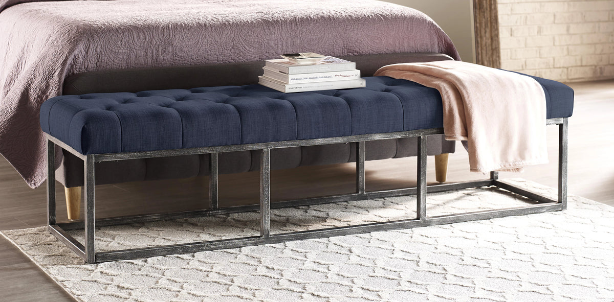Tufted Bench with Iron Legs P9658