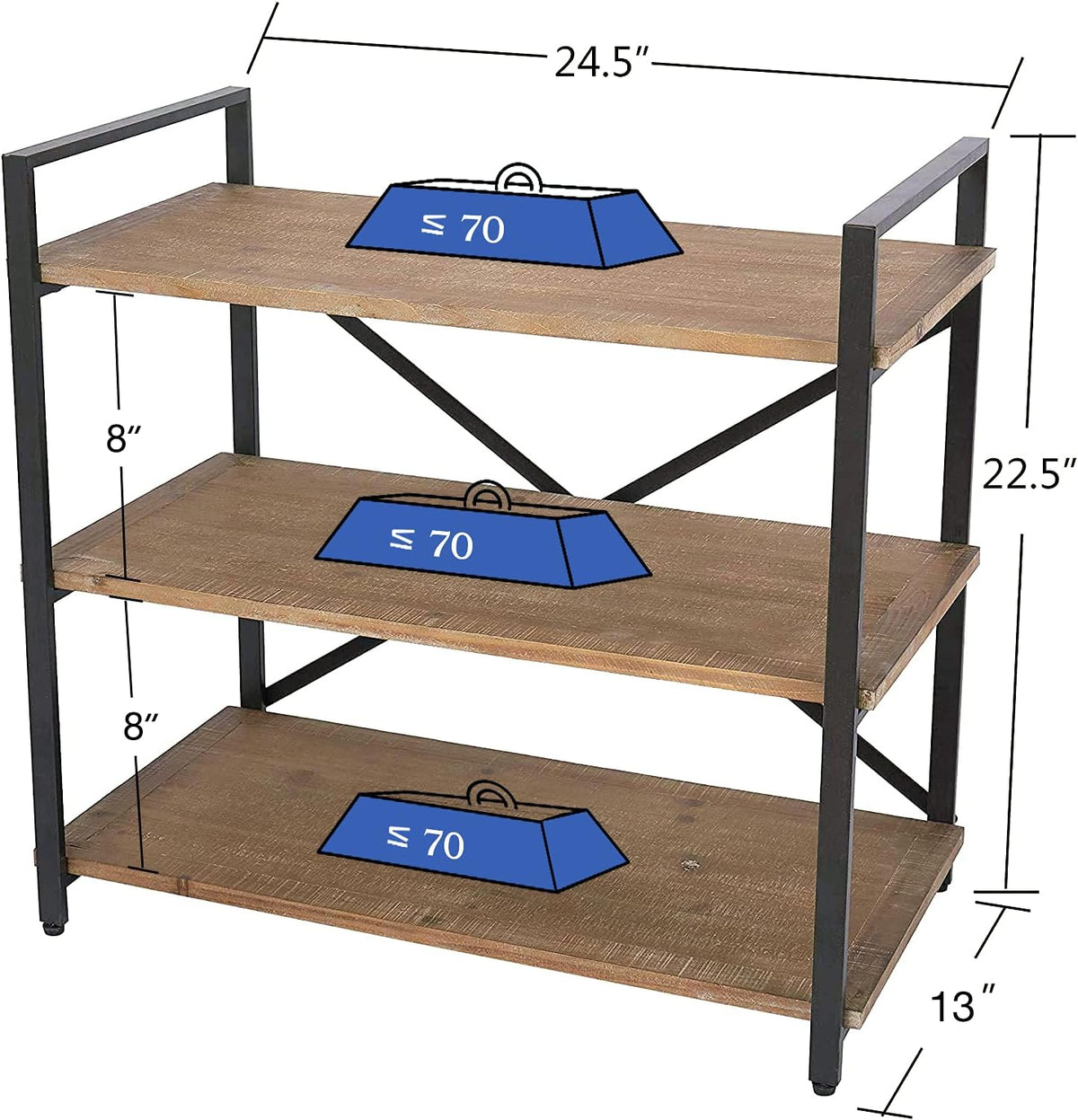 Solid Wood 3 Tier Bookshelf Storage Rack M714773