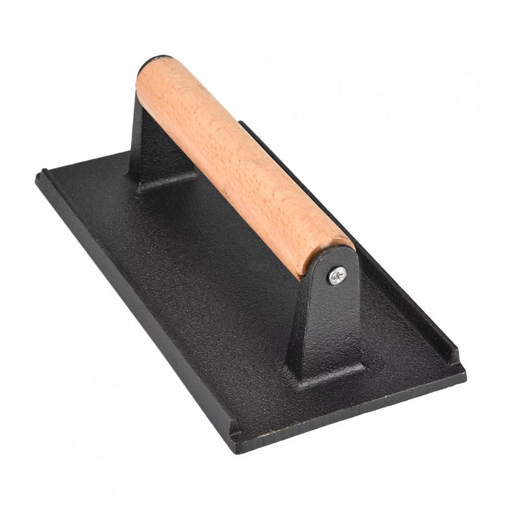 Commercial Cast Iron Steak Press with Wooden Handle V6340