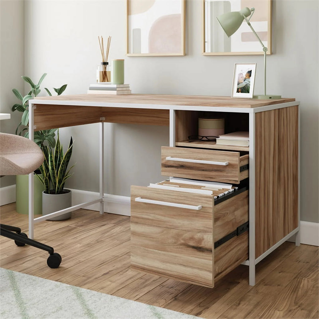 Kiln Acacia Brown Engineered Wood Metal Desk X3508