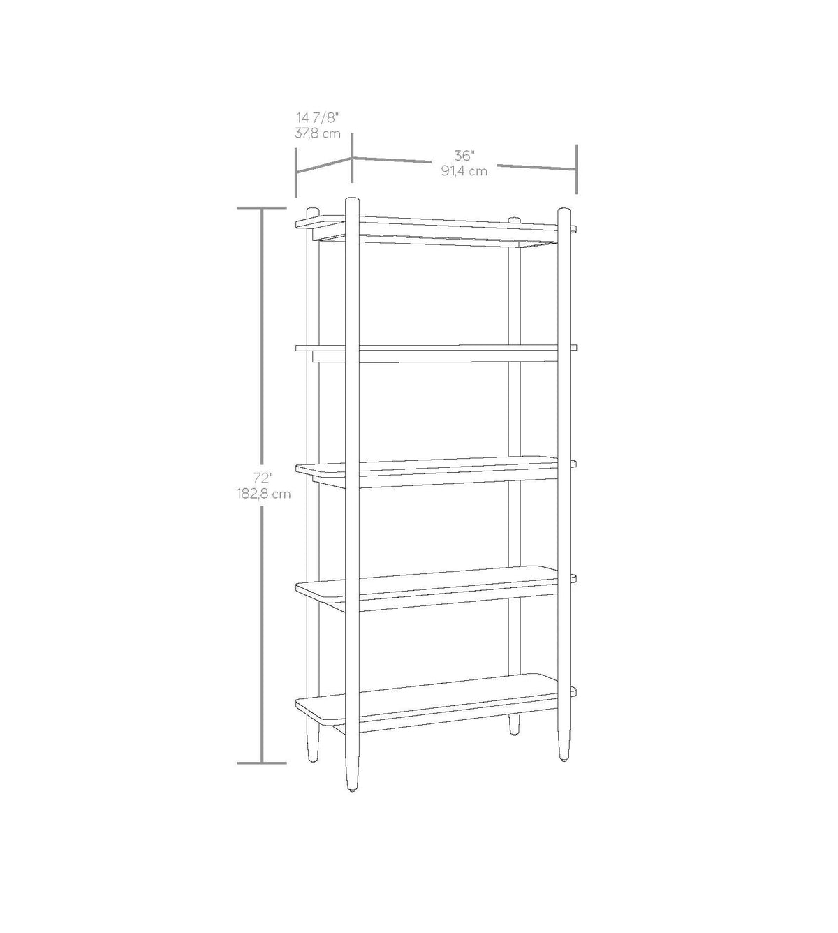 5 Shelf Wood Bookcase P783490