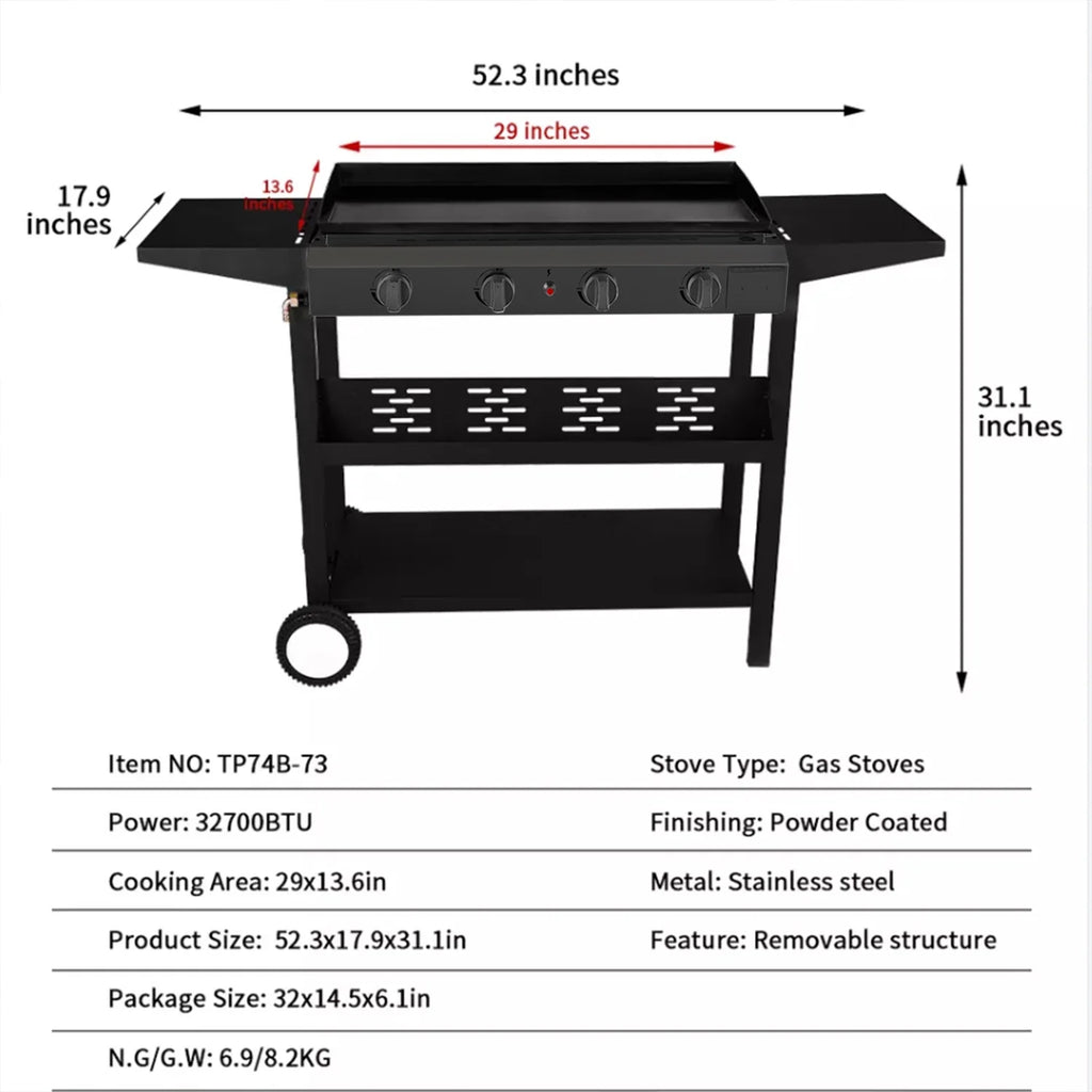 Black 4-Burner Propane Gas Grill M3810
