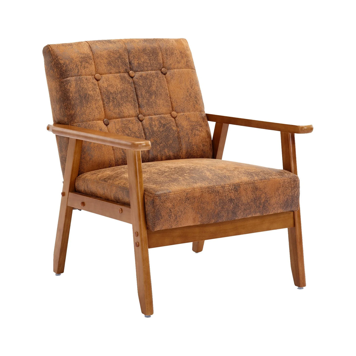 Accent Chairs Set of 2 with Side Table, Wood and Fabric Armchairs D63268